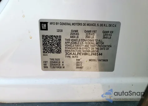2019 GMC Terrain Slt from USA, damaged, VIN 3GKALPEV8KL248144
